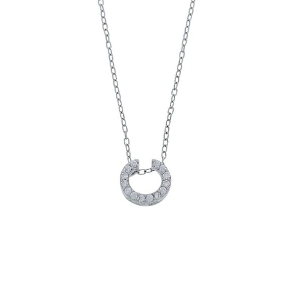 Vintage JCM Sterling Silver 925 Cubic Zirconia Pendant Necklace 18" - Picture 1 of 5